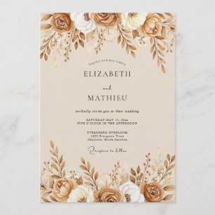 Invitation Mariage Botanique Terracotta Sienne