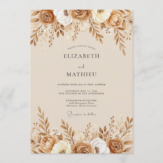 Invitation Mariage Botanique Terracotta Sienne (Devant)