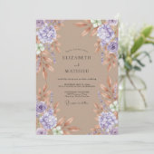 Invitation Mariage Botanique Terreux Violet (Debout devant)
