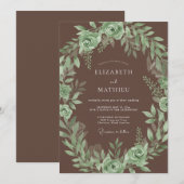 Invitation Mariage Botanique Terrien Brun (Devant / Derrière)