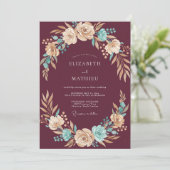 Invitation Mariage Botanique Tilleul Rich Teal (Debout devant)