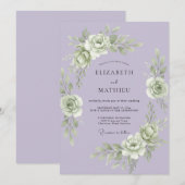 Invitation Mariage Botanique Timeless Lavande (Devant / Derrière)