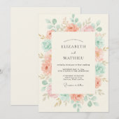 Invitation Mariage Botanique Tranquille aux Pêches (Devant / Derrière)