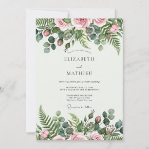 Invitation Mariage Botanique Tranquille Rose Pâle