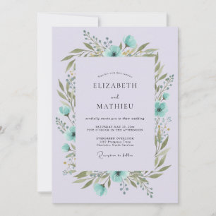 Invitation Mariage Botanique Tranquille Teinte Lavande
