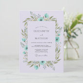 Invitation Mariage Botanique Tranquille Teinte Lavande (Debout devant)