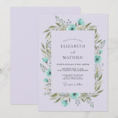 Invitation Mariage Botanique Tranquille Teinte Lavande (Devant / Derrière)