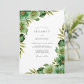Invitation Mariage Botanique Tranquille Vert Émeraude (Debout devant)