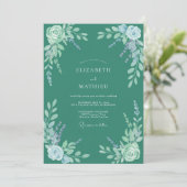Invitation Mariage Botanique Tranquille Vert Jade (Debout devant)