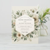Invitation Mariage Botanique Tranquille Vert Sauge (Debout devant)