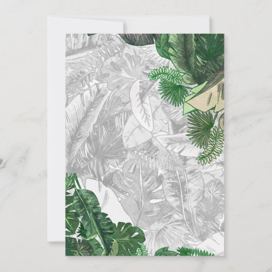 Invitation mariage botanique tropical feuille (Dos)