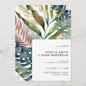 Invitation Mariage botanique tropical moderne (Devant / Derrière)