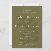 Invitation Mariage Botanique Tulipe Vert Olive Élégant (Devant)