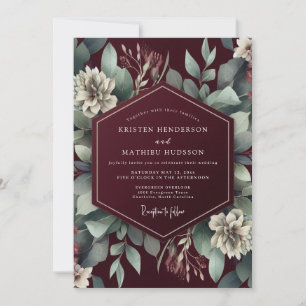 Invitation Mariage botanique verdoyant de rêve en Bourgogne