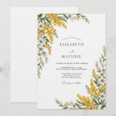 Invitation Mariage Botanique Verdoyant Jaune (Devant / Derrière)