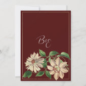 Invitation Mariage botanique vert blanc bordeaux (Dos)