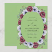 Invitation Mariage Botanique Vert Citron Atmosphérique (Devant / Derrière)