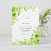 Invitation Mariage botanique vert citron vert (Debout devant)