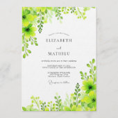 Invitation Mariage botanique vert citron vert (Devant)
