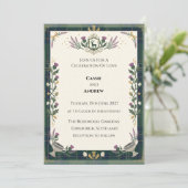 Invitation Mariage Botanique Vert Foncé (Debout devant)
