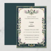 Invitation Mariage Botanique Vert Foncé (Devant / Derrière)