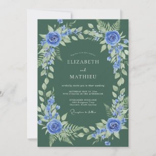Invitation Mariage botanique vert foncé luxuriant