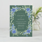 Invitation Mariage botanique vert foncé luxuriant (Debout devant)