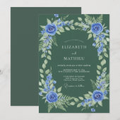 Invitation Mariage botanique vert foncé luxuriant (Devant / Derrière)