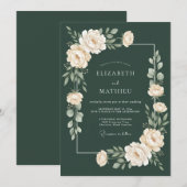 Invitation Mariage Botanique Vert Forestier Luxuriant (Devant / Derrière)