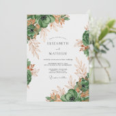 Invitation Mariage Botanique Vert Forêt Lustré (Debout devant)