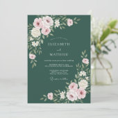 Invitation Mariage botanique vert forêt poli (Debout devant)