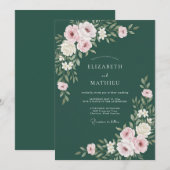 Invitation Mariage botanique vert forêt poli (Devant / Derrière)