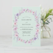 Invitation Mariage Botanique Vert Menthe (Debout devant)