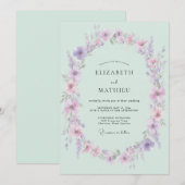 Invitation Mariage Botanique Vert Menthe (Devant / Derrière)
