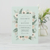 Invitation Mariage botanique vert menthe en forêt (Debout devant)
