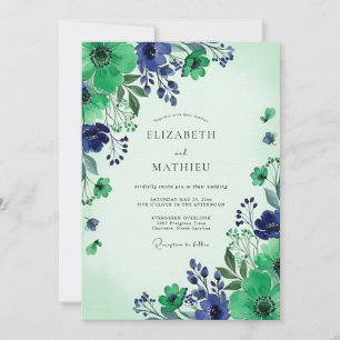 Invitation Mariage Botanique Vert Menthe Frais
