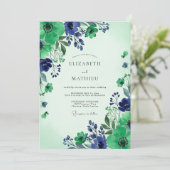 Invitation Mariage Botanique Vert Menthe Frais (Debout devant)