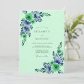 Invitation Mariage Botanique Vert Menthe Immaculé (Debout devant)