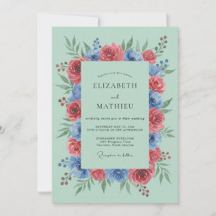 Invitation Mariage Botanique Vert Menthe Vivant