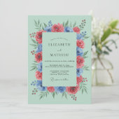 Invitation Mariage Botanique Vert Menthe Vivant (Debout devant)