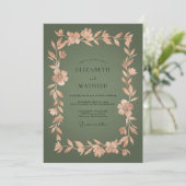 Invitation Mariage botanique vert olive (Debout devant)