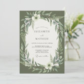 Invitation Mariage Botanique Vert Olive (Debout devant)