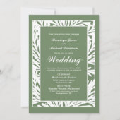 Invitation Mariage botanique vert olive et blanc (Devant)