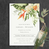 Invitation Mariage botanique vert orange tropical