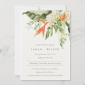 Invitation Mariage botanique vert orange tropical (Devant)