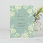 Invitation Mariage Botanique Vert Sauge (Debout devant)