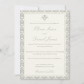 Invitation Mariage Botanique Vert Sauge Héritage  (Devant)