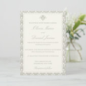 Invitation Mariage Botanique Vert Sauge Héritage  (Debout devant)