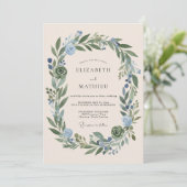 Invitation Mariage Botanique Vert Sauge Immaculé (Debout devant)