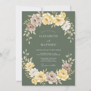 Invitation Mariage Botanique Vert Sauge Jaune